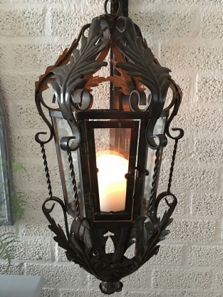 Lantern with wall bracket made of wrought iron, brown-patina, really beautiful!!!